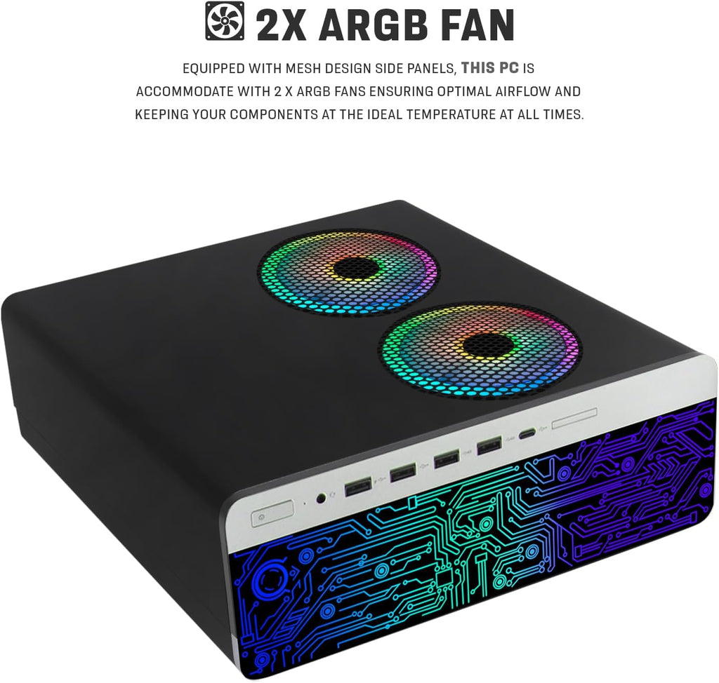 TechMagnet HP G4 Desktop Computer PC,AMD Pro A10-9700 R7,8GB RAM,256GB SSD,24 Inch Curved Monitor,RGB Speaker,RGB Keyboard with AI-Enabled Copilot Key,Mouse,2X ARGB Fan WiFi,Windows 11 Pro (Renewed)