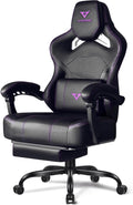 VITESSE Big and Tall Gaming Chair 400lb Weight Capacity with Footrest, Ergonomic Video Game Chair for Adults with Oversized Headrest and Lumbar Pillow, Computer Chair Gaming for Office (Black+Purple)