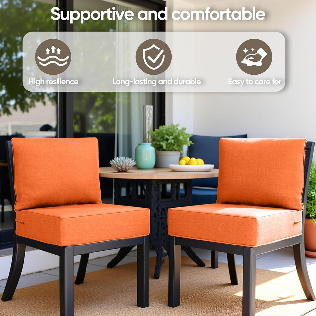 6' Thick Outdoor Cushion, 24*24*6' Patio Furniture Cushions with Waterproof Patio Furniture Cushions with Removable Cover, 28D High Density Patio Cushion for Outdoor Furniture, Orange-1pc