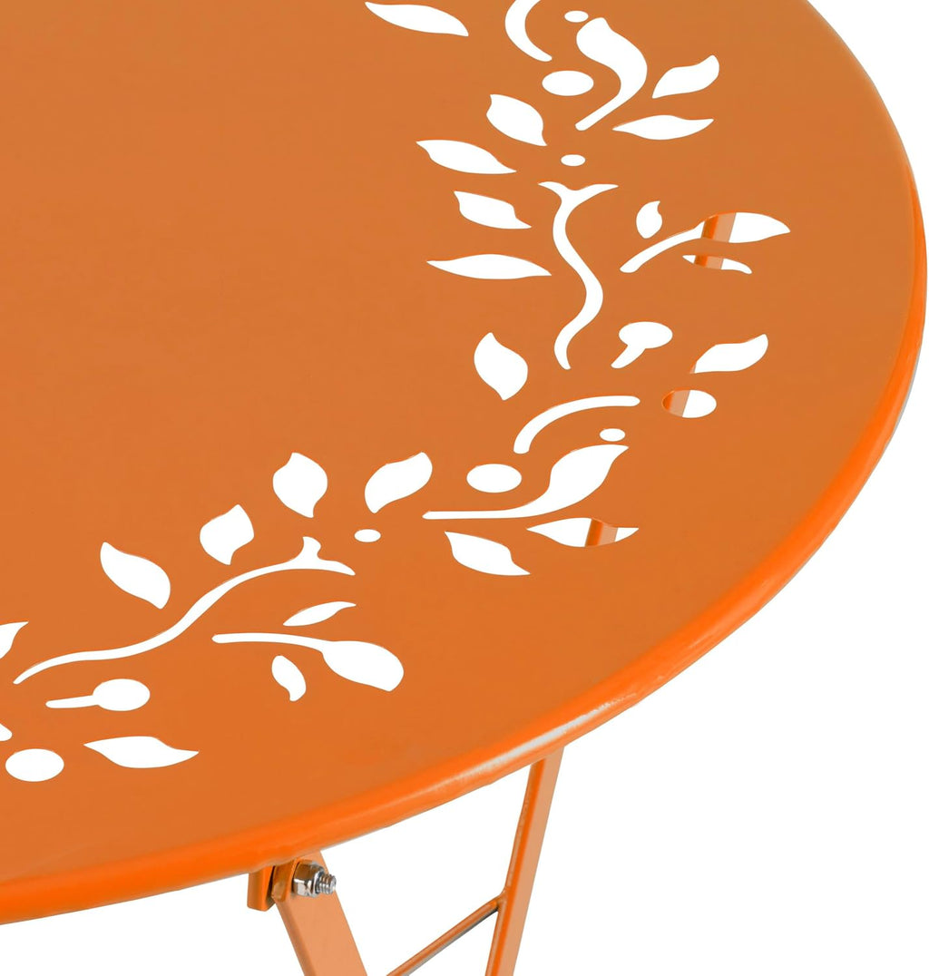 Alpine Corporation Indoor/Outdoor 3-Piece Bistro Set Folding Table and Chairs Patio Seating, Orange