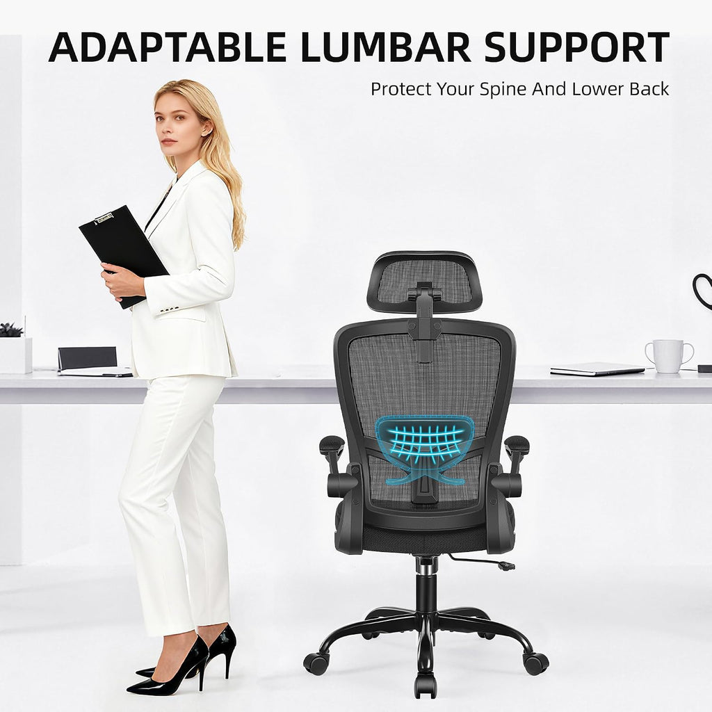 FelixKing Office Chair, Desk Chair with Adjustable Lumbar Support, Ergonomic Computer Chair with High Back and Armrest, Adjustable Height Gaming Chair Home Office Swivel Chair, Pack of 10, Black