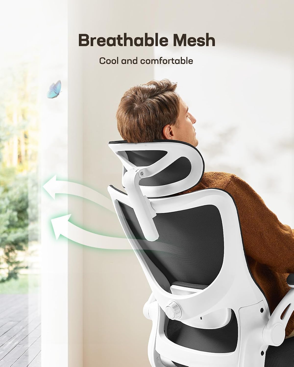 Marsail Ergonomic Office Chair: Office Desk Chair with High Back Mesh and Adjustable Lumbar Support Rolling Work Swivel Task Chairs with Wheel 3D Armrests and Headrest