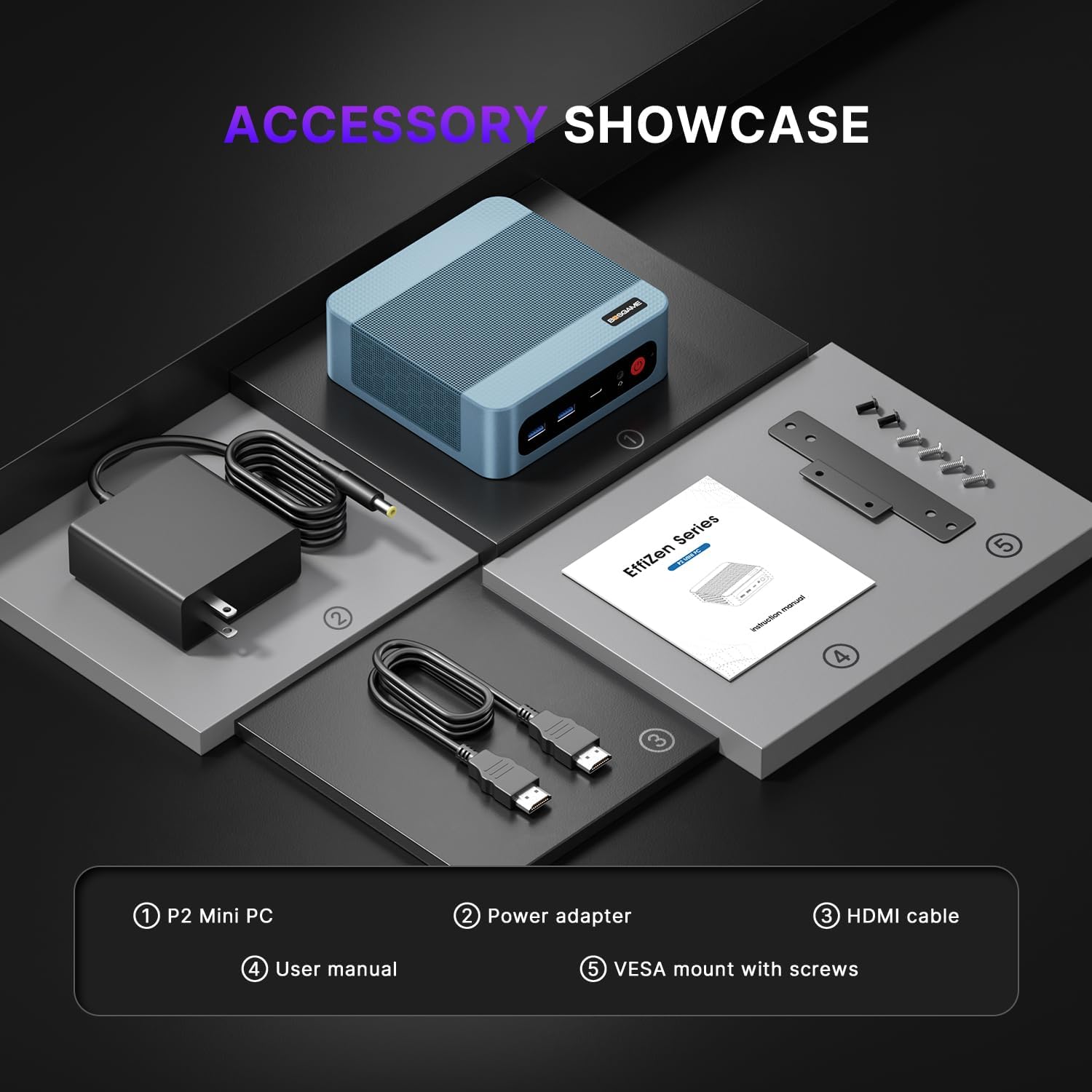 BOSGAME Mini PC Intel Core i5 12450H(8C/12T, up 4.4GHz), 16GB DDR4 RAM 1TB PCIe SSD, Mini Computers Dual LAN/4x USB3.2/WiFi6/BT5.2/HDMI+DP+USB-C/4K Triple Display