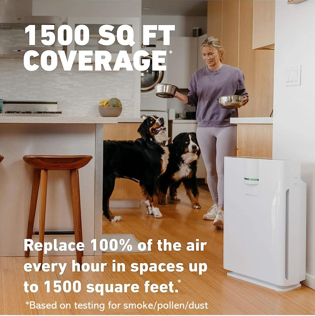 HATHASPACE Smart Air Purifiers - True HEPA Air Purifier, Cleaner & Filter for Allergies, Smoke, Pets - Eliminator of 99.9% of Dust, Pet Hair, Odors - HSP002-1500 Sq. Ft.