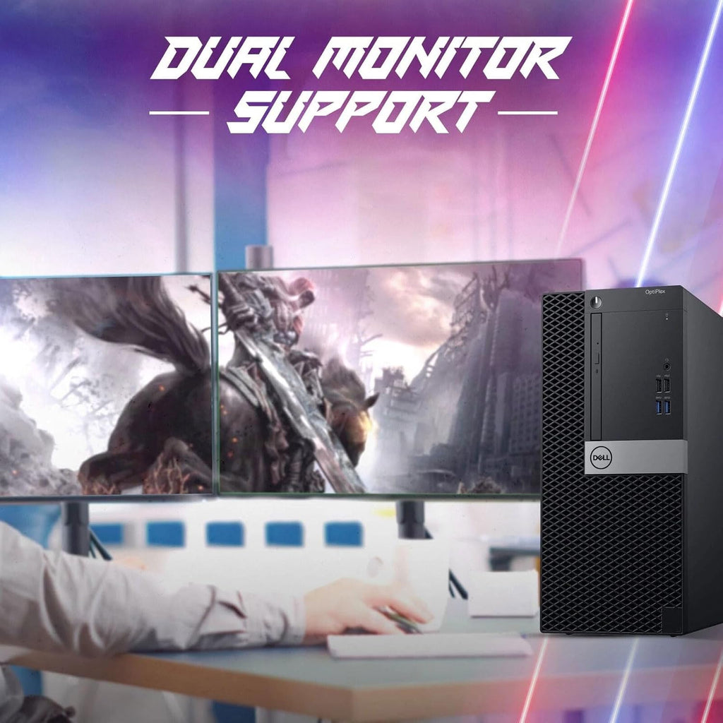 Dell Gaming Tower Desktop PC – Intel Core i7-7700 – 16GB RAM – 256GB SSD – 1TB HDD – GeForce GTX 1050 Ti – 24' LED Monitor – RGB Keyboard & Mouse – Wi-Fi – Windows 11 Pro – Gaming Computer (Renewed)