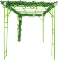 118'' L x 78.5'' W x 90.5'' H Large Outdoor Garden Arch Trellis for Climbing Plants, Grape Arbor Rack Pergola Plastic-Coated Steel Cane Frame for Courtyard and Garden Decoration of Pavilions (Green)
