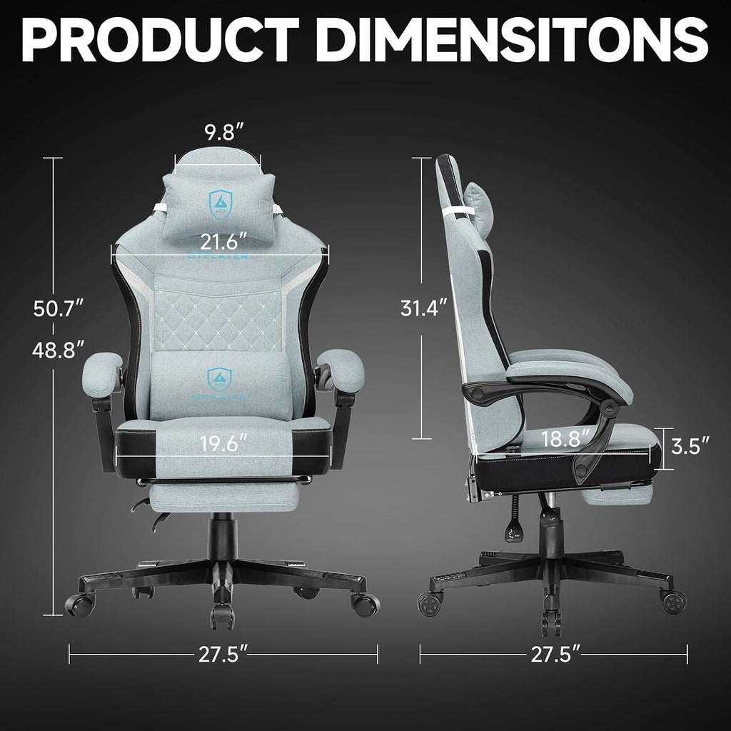 GTPLAYER Gaming Chair, Fabric Computer Office Chair with Pocket Spring Cushion, Ergonomic Office and Gaming, Video Gaming Chair with Linkage Armrests, High Back Desk Chair with Adjustable Recliner