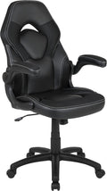 Flash Furniture X10 High-Back LeatherSoft Racing Style Gaming Chair with Flip-Up Arms, Ergonomic Padded Swivel Computer Chair, Black