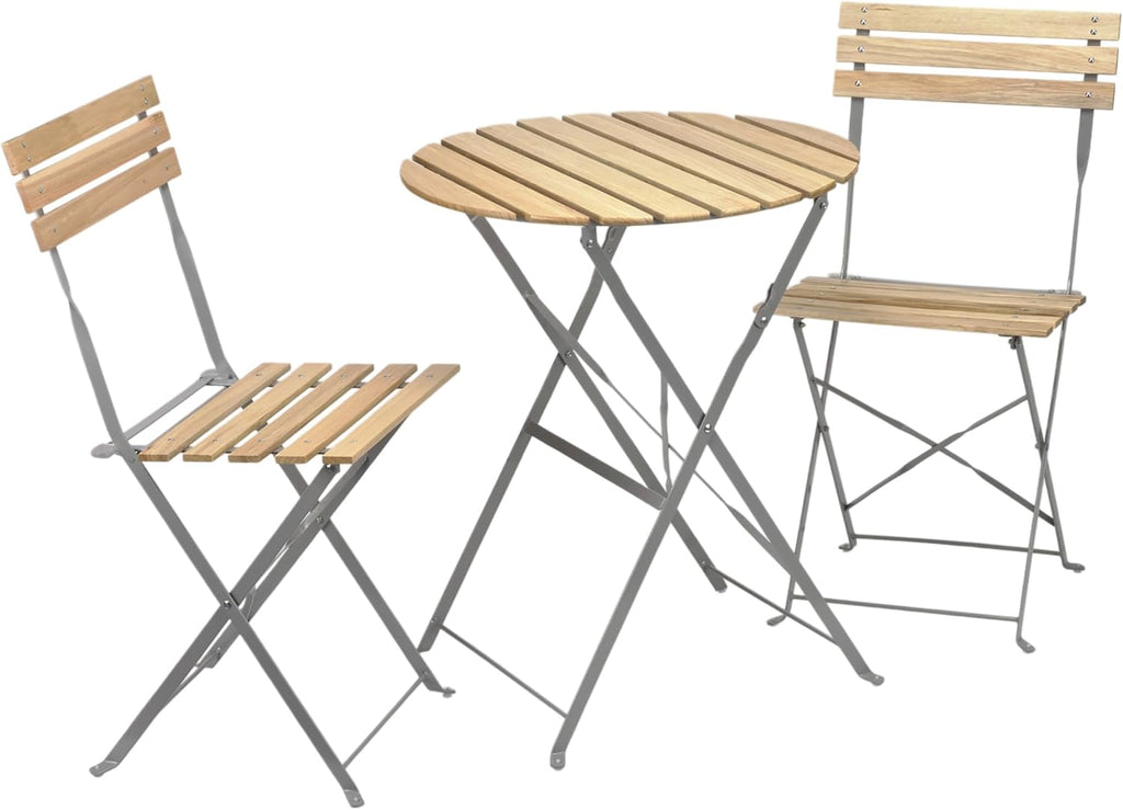 Alpine Corporation 3-Piece Wood Slat and Metal Bistro Set