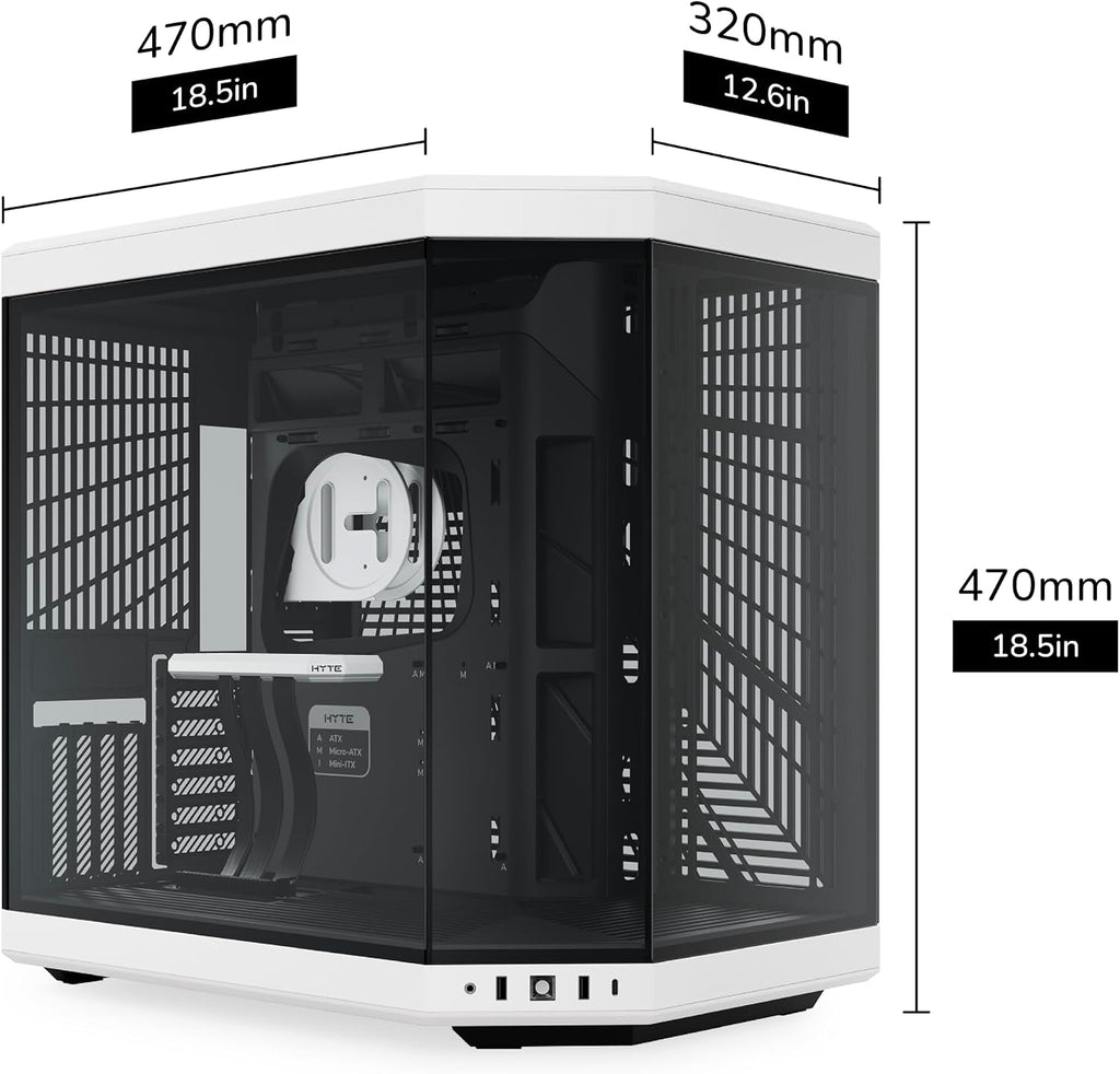 Hyte Y70 Upgraded Modern Aesthetic Dual Chamber Panoramic Tempered Glass Mid-Tower ATX Computer Gaming Case with PCIE 4.0 Riser Cable Included, White (CS-HYTE-Y70-BW)