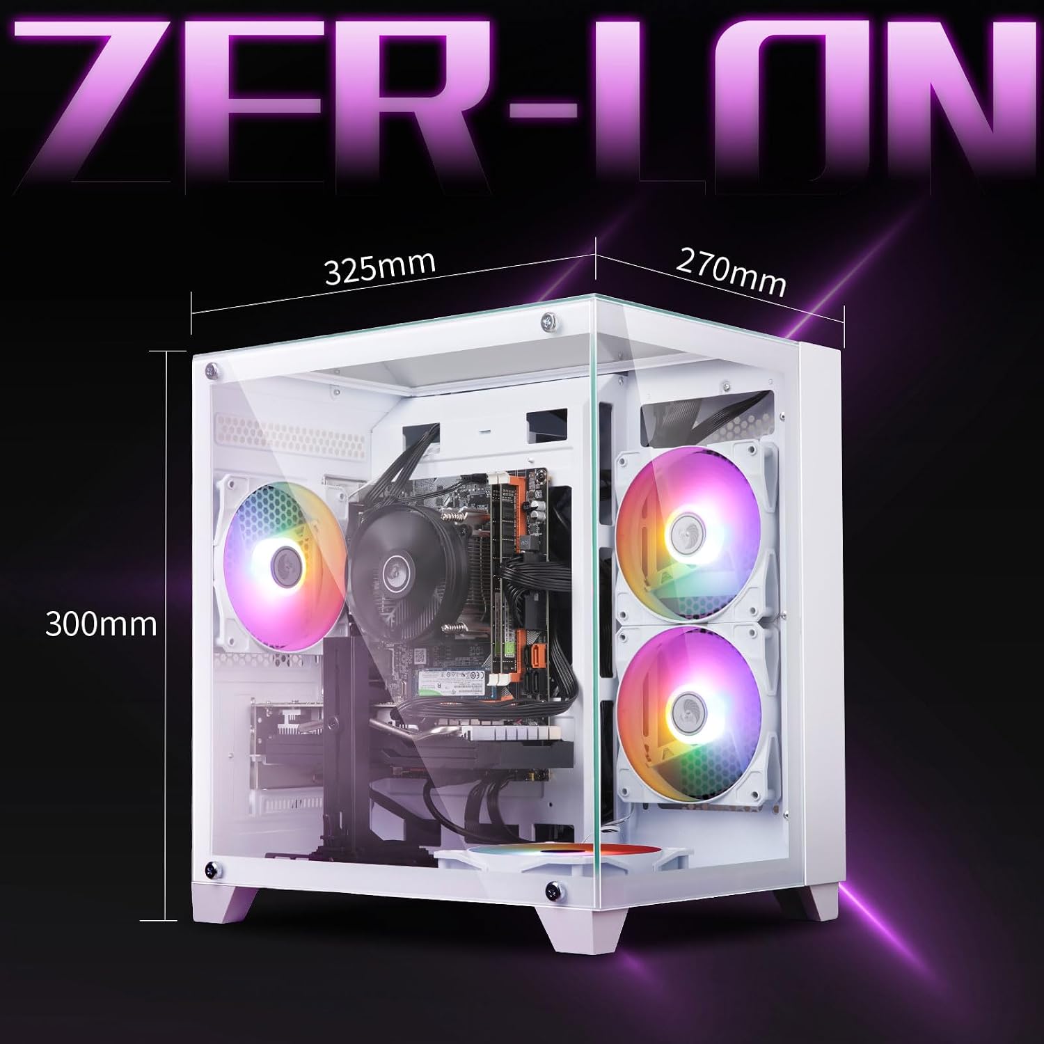 ZER-LON Gaming PC Desktop, Prebuilt Gaming Computer with Intel Core I7 up to 3.9 GHz, RTX 3050 8G, 16G RAM, 512GB SSD, ARGB Cooling Fan,Supply WiFi Support