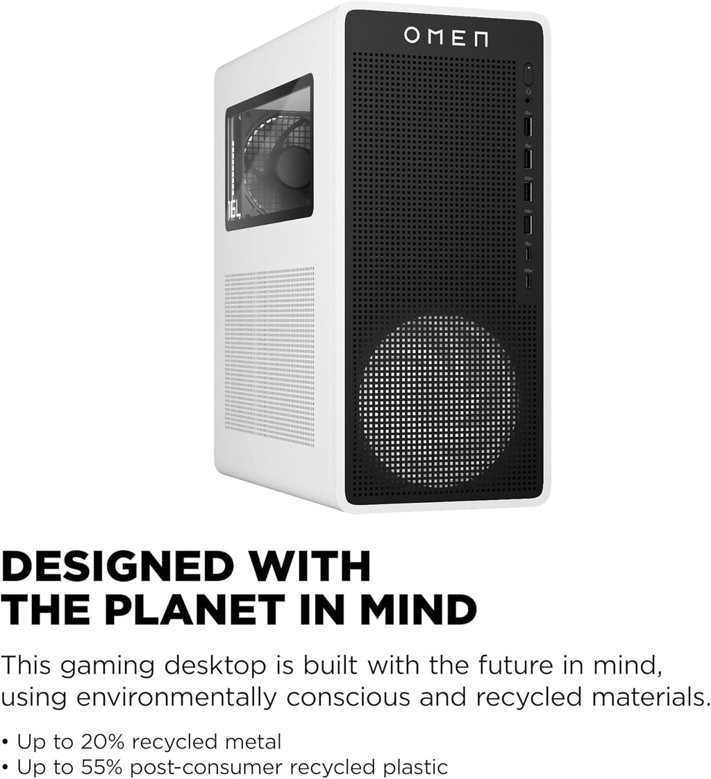 HP OMEN 16L TG03 Gaming Desktop PC | Intel Ultra 7 265F Processor | NVIDIA GeForce RTX 5060 Ti | 16GB GDDR7 RAM | 1TB NVMe SSD | VR-Ready Performance Tower | Panda Metal Finish