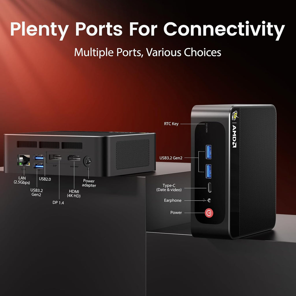 Beelink Mini PC SER5 5500U AMD Ryzen 5 (6C/12T, 2.1/4.0GHz) 16GB DDR4 500GB M.2 SSD Mini Computer, Radeon Graphics 7cores 1800 MHz, 2.5G LAN, Wifi6/BT5.2,HDMI/DP/Type-c/4K Triple Display Micro PC