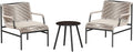 East Oak 3-Piece Patio Furniture Set, Outdoor Bistro Set with PE Rattan Wicker Wide Chairs, Soft Cushions & Coffee Table, Modern All-Weather Wicker Patio Set for Garden and Porch, Creamy Apricot