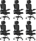 TRALT Office Chair Ergonomic Desk Chair, 330 LBS Home Mesh Office Desk Chairs with Wheels, Comfortable Gaming Chairs Black, Pack of 6