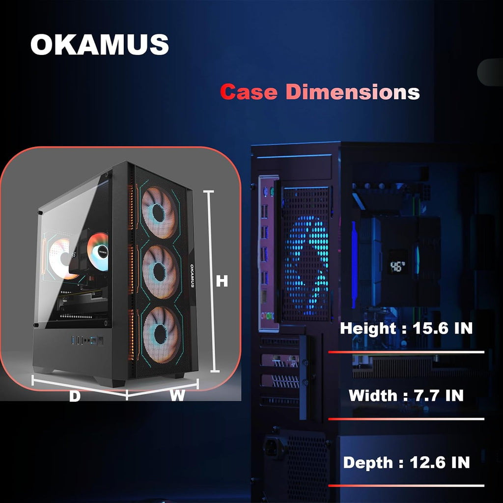 Gaming PC, i7 CPU Up to 4.0GHz, RX 590 2304 SP 8GB DDR5 Graphics Card, 512 GB M.2, 16 GB RAM Pre-Built Computer, ARGB Fans x 4, Win 11 Home，WiFi 6 + BT 5.3, 550W PSU (RX 590+512GB+16GB)