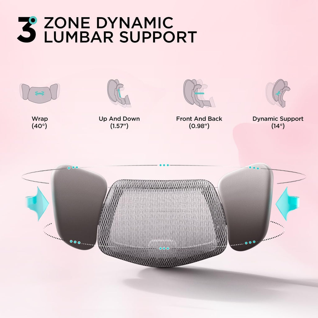 Hbada E3 Pro Ergonomic Office Chair, Big and Tall Office Chair - with 3-Zone Dynamic Lumbar Support, 4D Adjustable Headrest, 4D Adjustable Armrests, Swivel, Pink