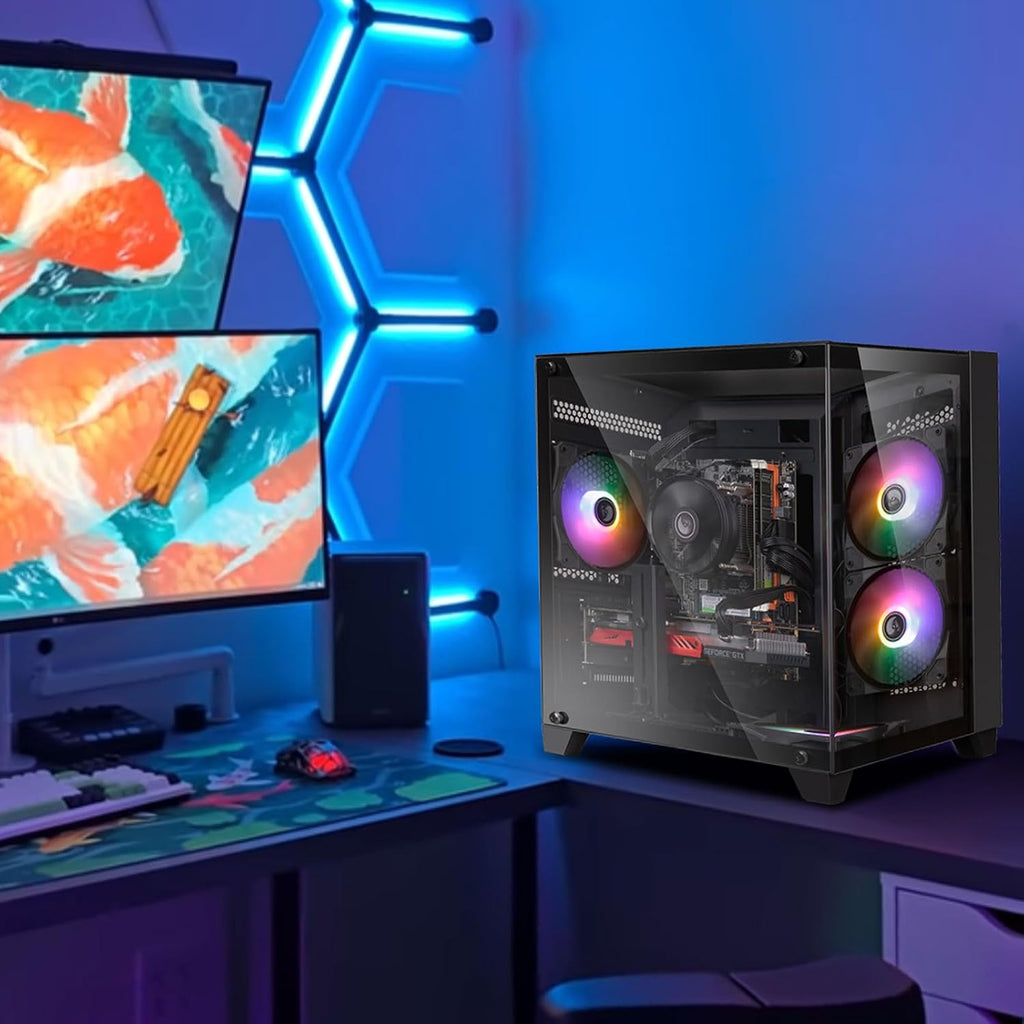 Gaming PC Desktop Computer, Intel Core i7 4th Gen, GTX 1050 Ti 4G, 16GB DDR3 RAM, 512GB SSD, WiFi 6, 5 RGB Fans, Prebuilt Gaming Tower PC with Windows 11 Home - Ready to Play