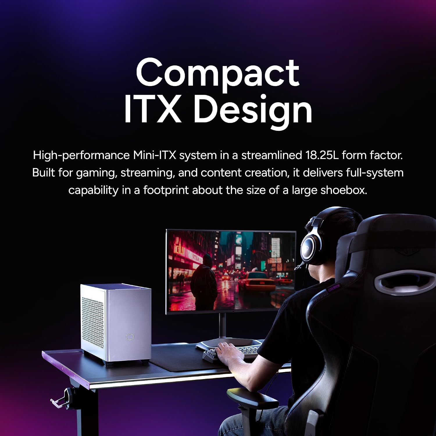 Cooler Master NR2 Pro Gaming PC – Intel Ultra 7 265F, NVIDIA GeForce RTX 5070 12GB, 32GB DDR5 6000MHz, 2TB Gen4 M.2, Windows 11, V850 SFX Gold PSU, Compact Mini ITX Desktop PC