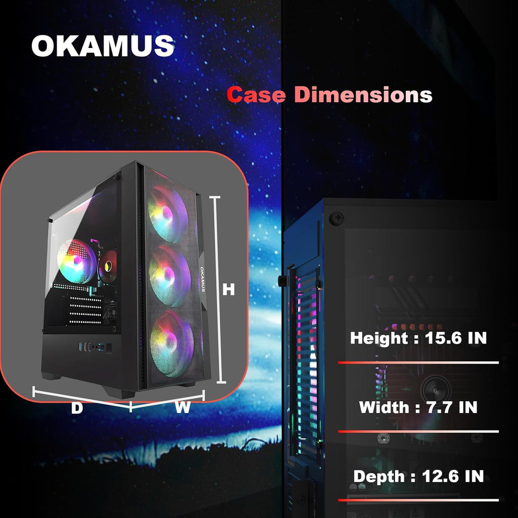 Gaming PC, i5 CPU Up to 3.6GHz, Integrated Graphics, 256 GB M.2, 8 GB RAM Pre-Built Computer, RGB Fans x 4, Win 11 Home，WiFi 6 + BT 5.3, 550W PSU (i5 CPU+256GB+8GB)