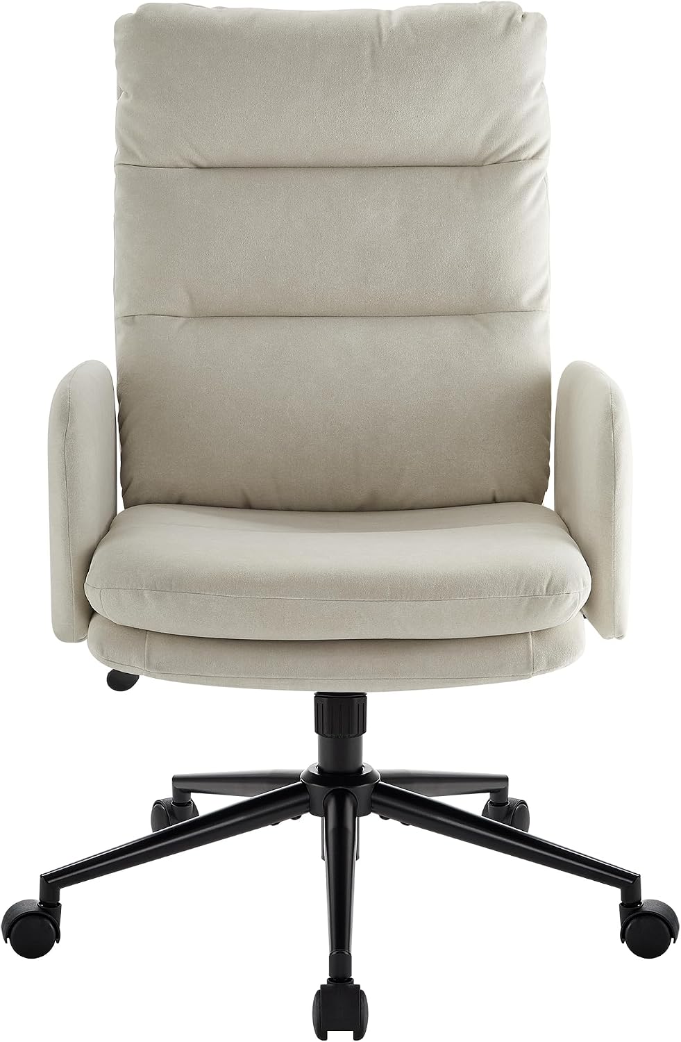 IWMH Swivel Home Office Chair,High-Back Armchair,Makeup Chair with Wheels and Armrests,Height Adjustable Desk Chair Upholstered Computer Task Chair, Leisure Armchair (Beige)