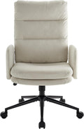 IWMH Swivel Home Office Chair,High-Back Armchair,Makeup Chair with Wheels and Armrests,Height Adjustable Desk Chair Upholstered Computer Task Chair, Leisure Armchair (Beige)