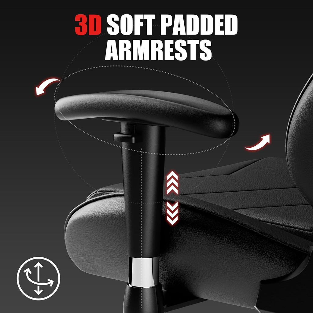 GTRACING Gaming Chair Racing Office Computer Ergonomic Video Game Chair Backrest and Seat Height Adjustable Swivel Recliner with Headrest and Lumbar Pillow Esports Chair (Dark Black)