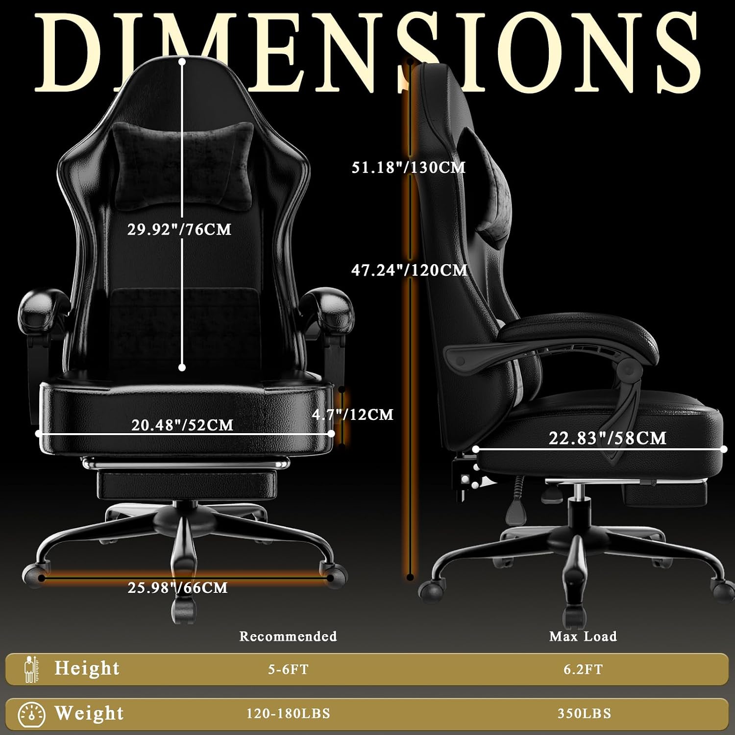 Video Game Chair for Adults, Massage Gaming Chair with Footrest, Adjustable Lumbar Pillow Gamer Chair for Kids, Comfortable Computer Chair with Leg Rest