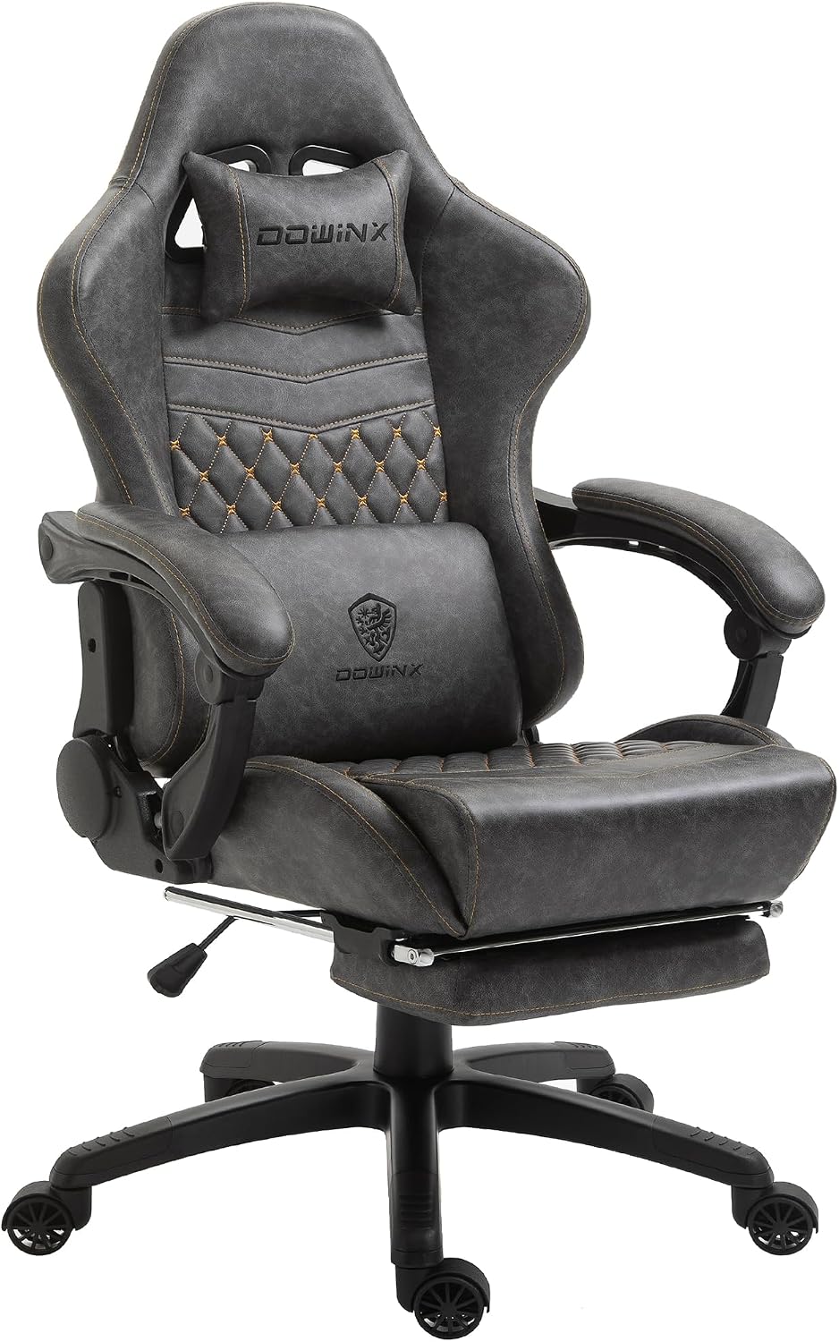 Dowinx Gaming Chair Big and Tall, Ergonomic PC Gaming Chair with Footrest & Massage, Racing Style Reclining Computer Chair for Adults, 400LBS Capacity - Heavy Duty Gamer Chair (Grey)