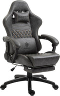 Dowinx Gaming Chair Big and Tall, Ergonomic PC Gaming Chair with Footrest & Massage, Racing Style Reclining Computer Chair for Adults, 400LBS Capacity - Heavy Duty Gamer Chair (Grey)