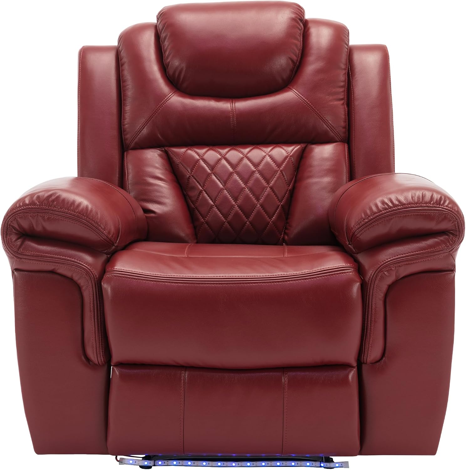 Merax Home Theater Seating Manual Recliner Chair with LED Light Strip for Living Room,Bedroom, Wind Red
