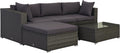 Outsunny 5-Piece Patio Furniture Set with Cushions, Outdoor PE Rattan Wicker Sofa Set, Sectional Furniture with Pillows, Glass Coffee Table for Garden, Backyard, Mixed Gray/Gray