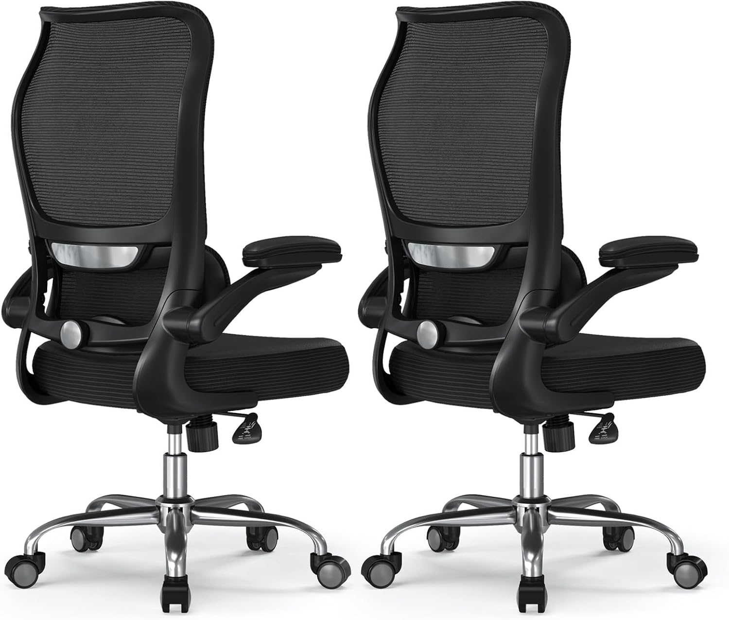 TRALT Ergonomic Office Chair - Desk Chair with Wave High Back Adjustable Lumbar Support Computer Chair - Gaming Chairs Mesh Backrest and PU Leather Seat for Home Reading Chairs (Black Pack of 2)
