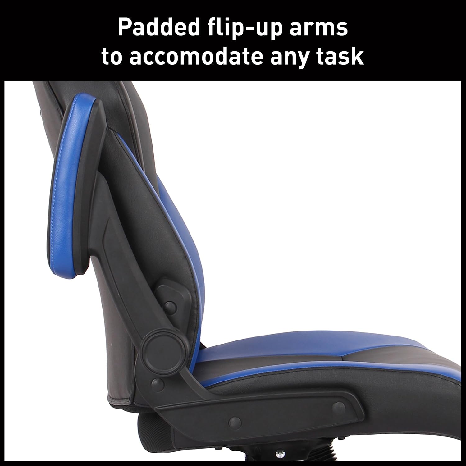 RS Gaming™ RGX Faux Leather High-Back Gaming Office Chair, Black/Blue, BIFMA Compliant