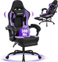 Gaming Chair, Purple Gaming Chairs for Adults Teens, High-Back Ergonomic Computer Chair with Extended Footrest, Removable Headrest & Lumbar Support, Wide PU Leather Reclining Desk Chair