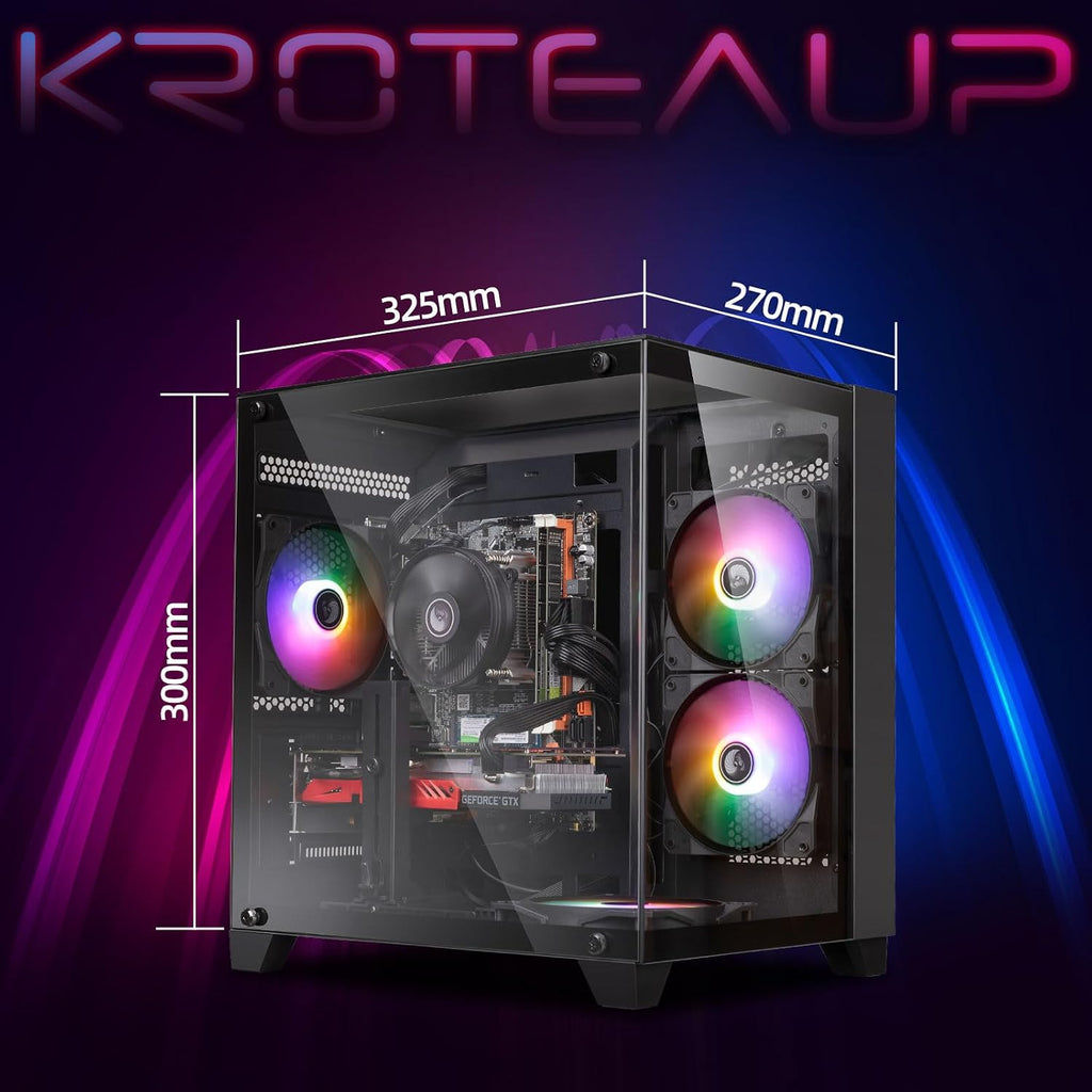 Gaming PC Desktop Computer, Intel Core i7 4th Gen, GTX 1050 Ti 4G, 16GB DDR3 RAM, 512GB SSD, WiFi 6, 5 RGB Fans, Prebuilt Gaming Tower PC with Windows 11 Home - Ready to Play