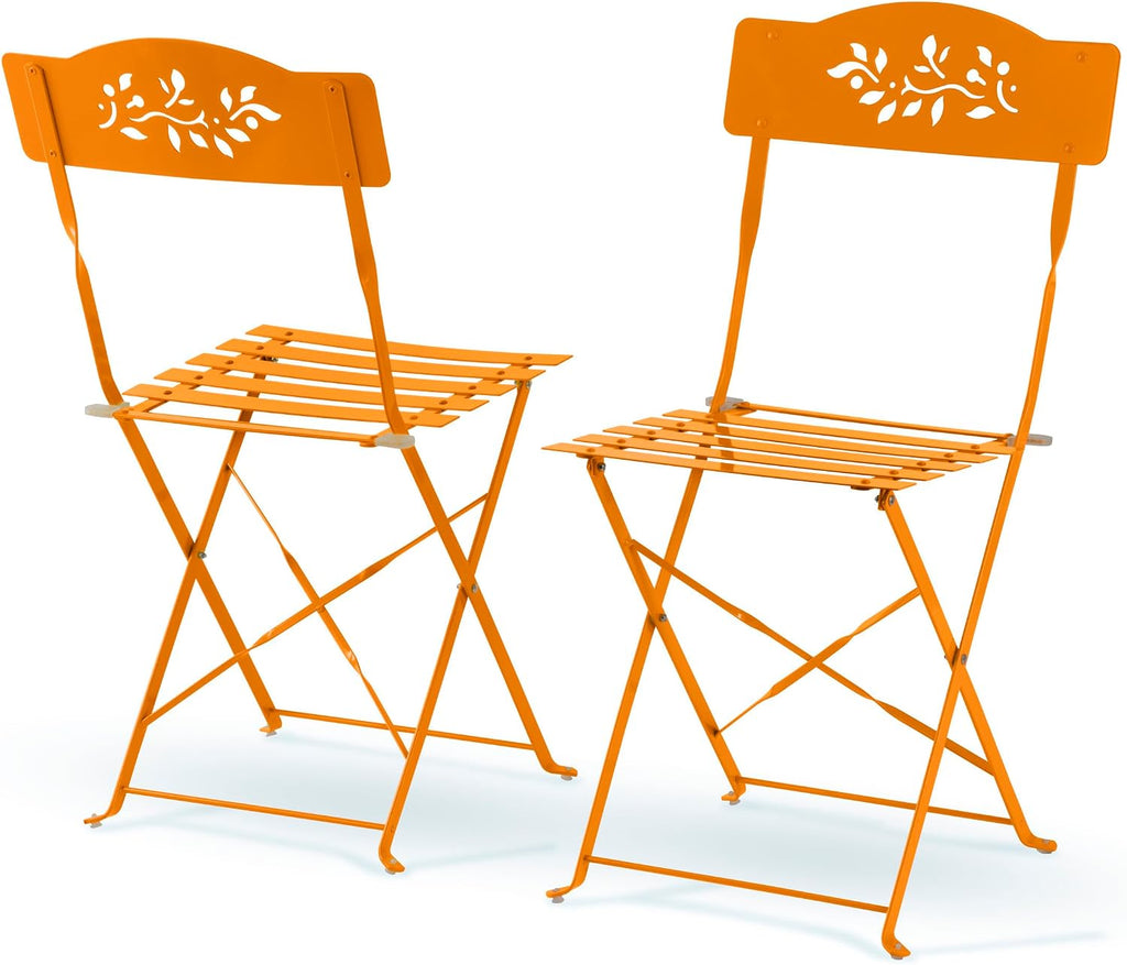 Alpine Corporation Indoor/Outdoor 3-Piece Bistro Set Folding Table and Chairs Patio Seating, Orange