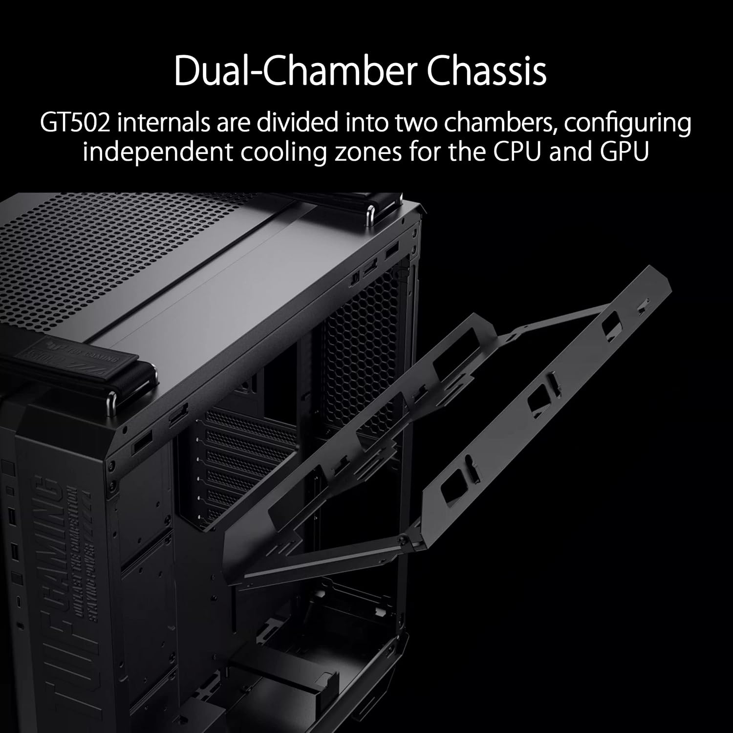ASUS TUF Gaming GT502 ATX Full Tower PC Case, Tempered Glass, Tool-Free Side Panel, Modular Design, ARGB Hub, 2- Way Graphic Card Mounting Orientation Compatible, 360mm and 280mm Radiator Compatible