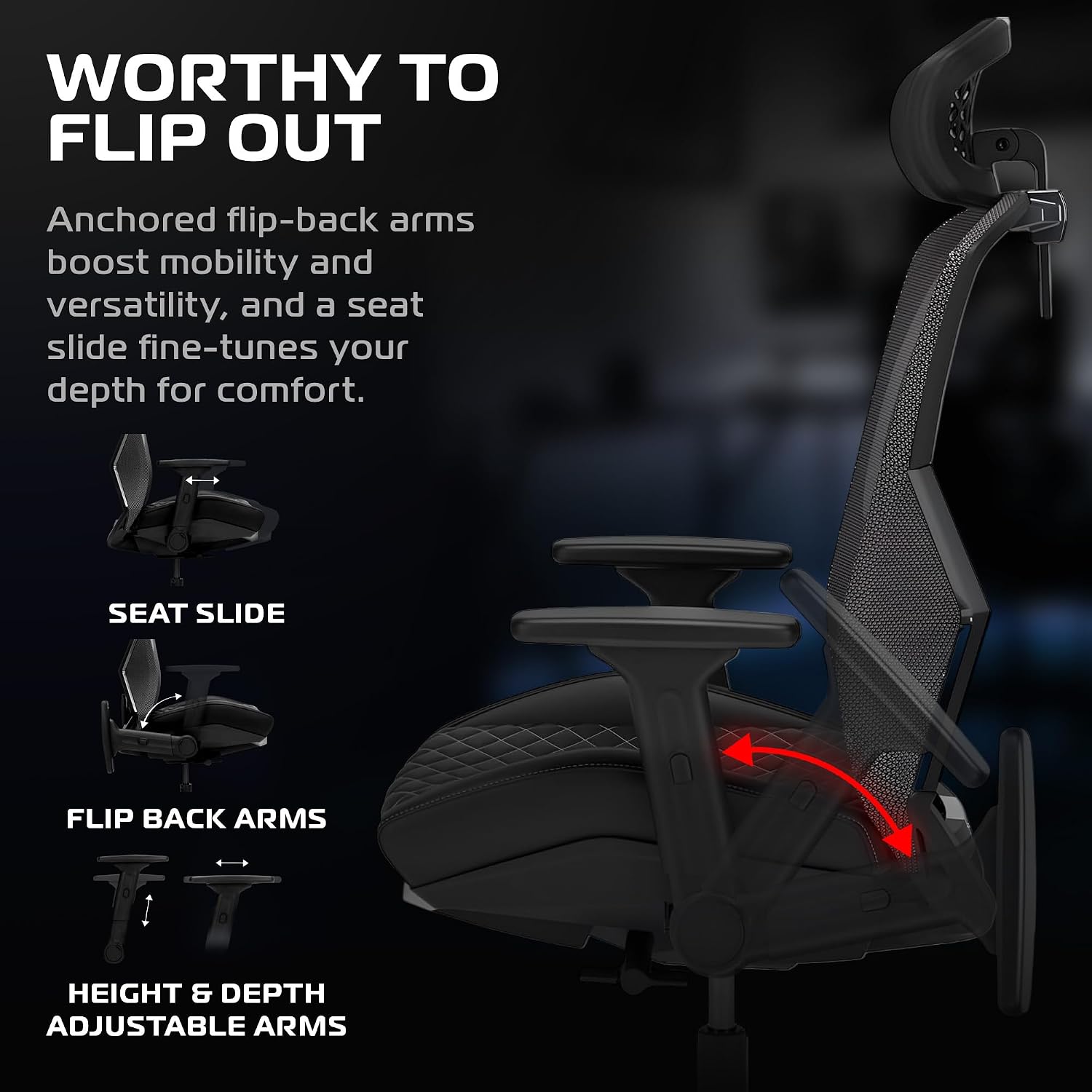 RESPAWN SPIRE Ergonomic Office Chair with Lumbar Support, Headrest, Adjustable Arms and Cooling Gel Seat Cushion, Comfy Breathable Mesh Seat for Home Office, High Back Reclining Gaming Chair - Black