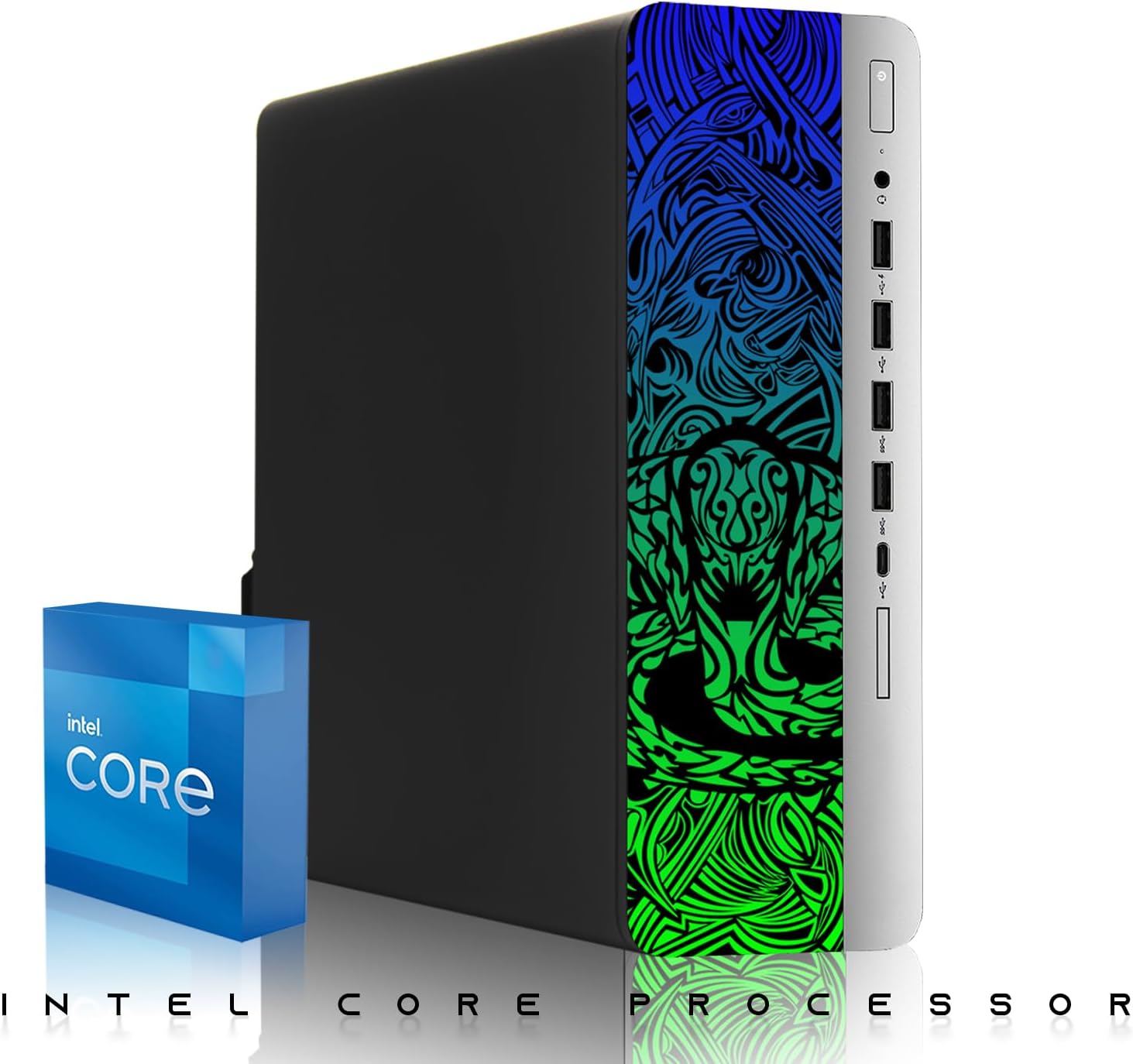 TechMagnet HP Regular Cobra Edition Desktop – Intel Core i5|16GB DDR4 Ram|512GB SSD|New 24 Inch Curved Monitor|Windows 11 – Computer Tower PC (Renewed)