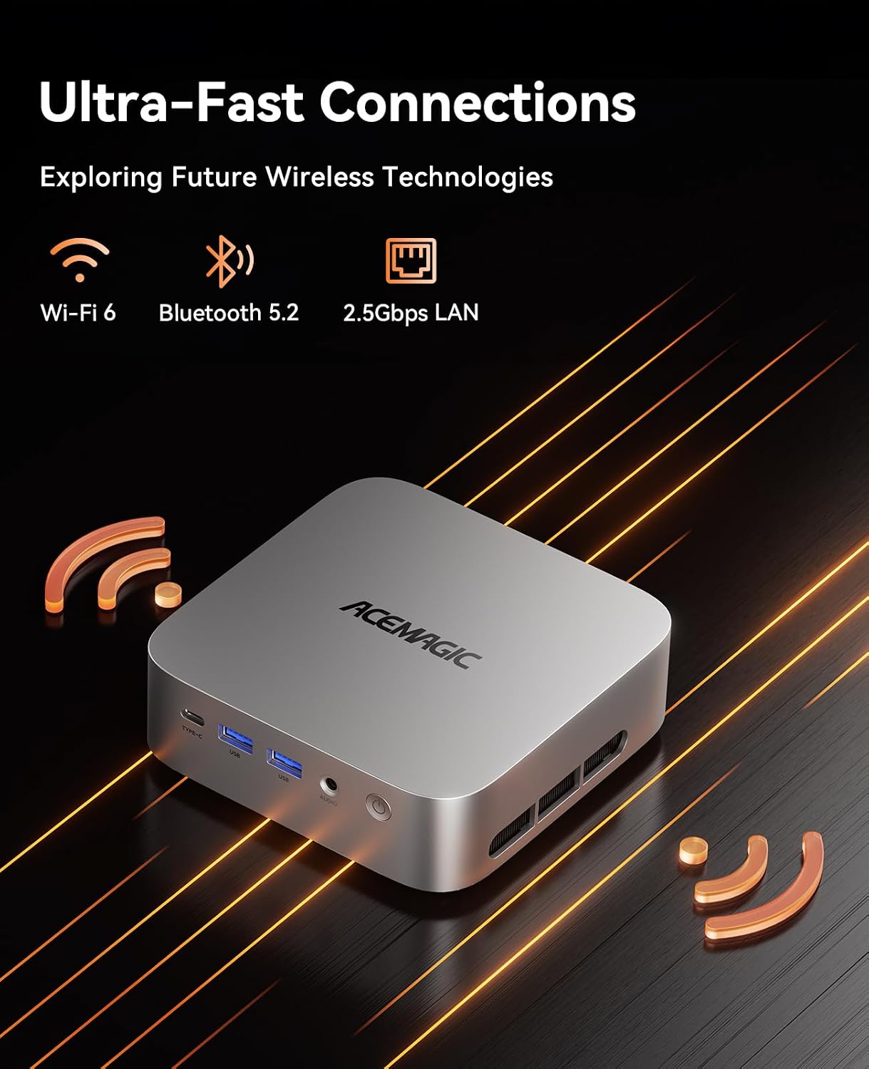 ACEMAGICIAN W1 Mini PC - AMD Ryzen 7 8745HS(Upgraded 6800H), 32GB DC5600MHz DDR5 1TB PCIe4.0 M.2 SSD Mini Computers(8C/16T, up to 4.9GHz), Radeon 780M 8K Triple Display USB4 WiFi6/BT5.2, VESA 2.5GbE