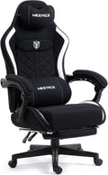 Big and Tall Gaming Chair Fabric with Pocket Spring Cushion, High Back Heavy Duty Gaming Chairs for Adults with Massage Lumbar Support, Ergonomic Computer Chair with Footrest for 400LBS Black
