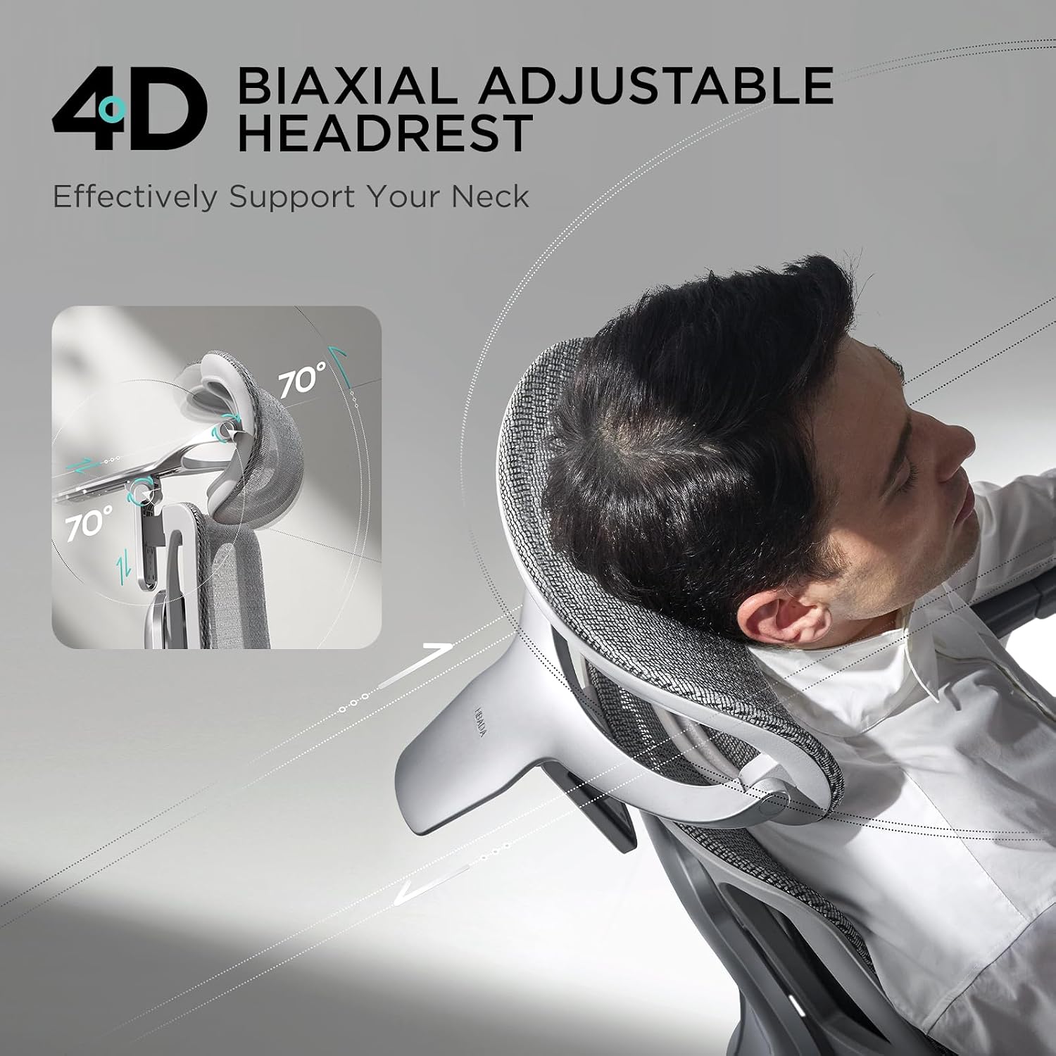 Hbada E3 Pro Ergonomic Office Chair, Big and Tall Office Chair - with 3-Zone Dynamic Lumbar Support, 4D Adjustable Headrest, 6D Adjustable Armrests, Swivel, Grey