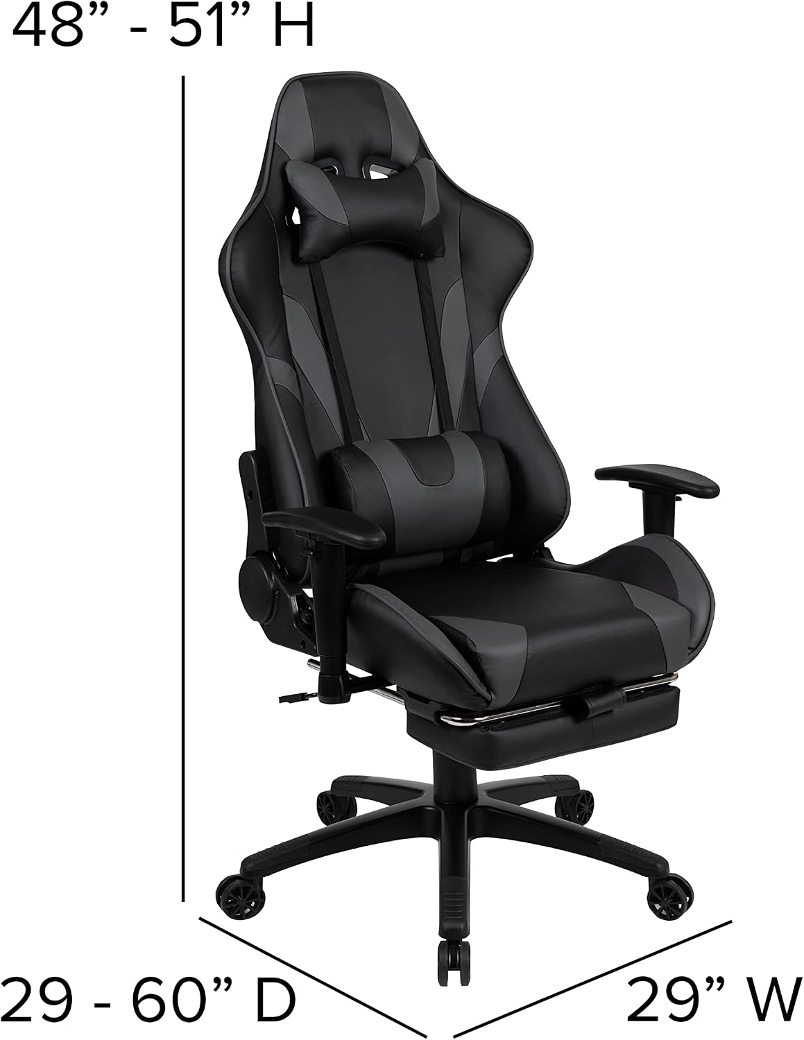 Flash Furniture Red Gaming Desk with Cup Holder/Headphone Hook & Gray Reclining Gaming Chair with Footrest