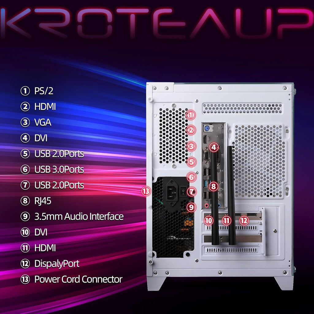 Gaming PC Intel Core i5-3470 3.2GHz, Radeon RX 560 4GB, 16GB DDR3 RAM, 512GB NVMe SSD, RGB Fan, Prebuilt Desktop Tower for Streaming & Daily Use