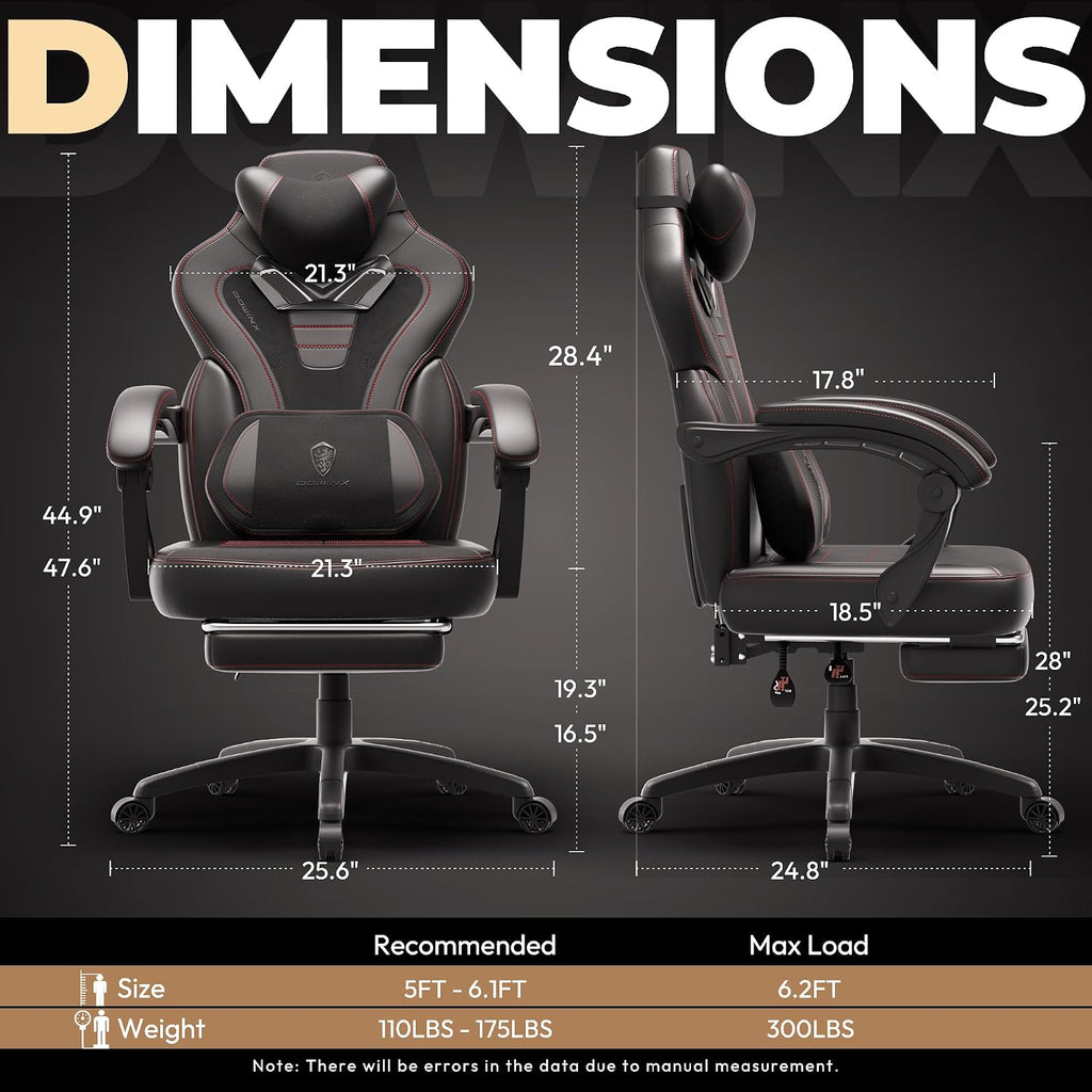 Dowinx Fabric Gaming Chair with Footrest,Big and Tall Game Chair for Heavy People, Gamer Chair with Massage Lumbar Support,Ergonomic Computer Gaming Chair for Adults, Black