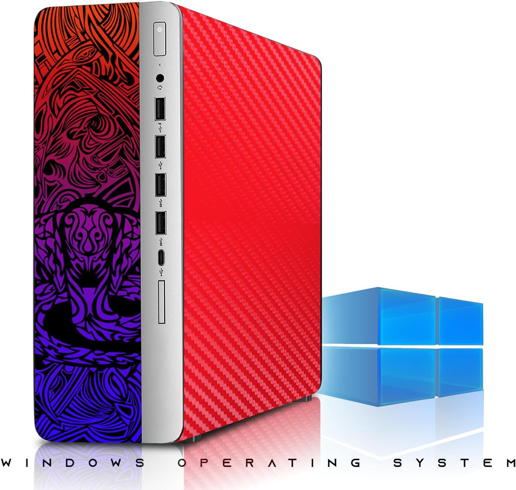 TechMagnet HP Carbon Red Cobra Edition Desktop – Intel Core i5|16GB DDR4 Ram|512GB SSD|New 24 Inch Curved Monitor|Windows 11 – Computer Tower PC (Renewed)