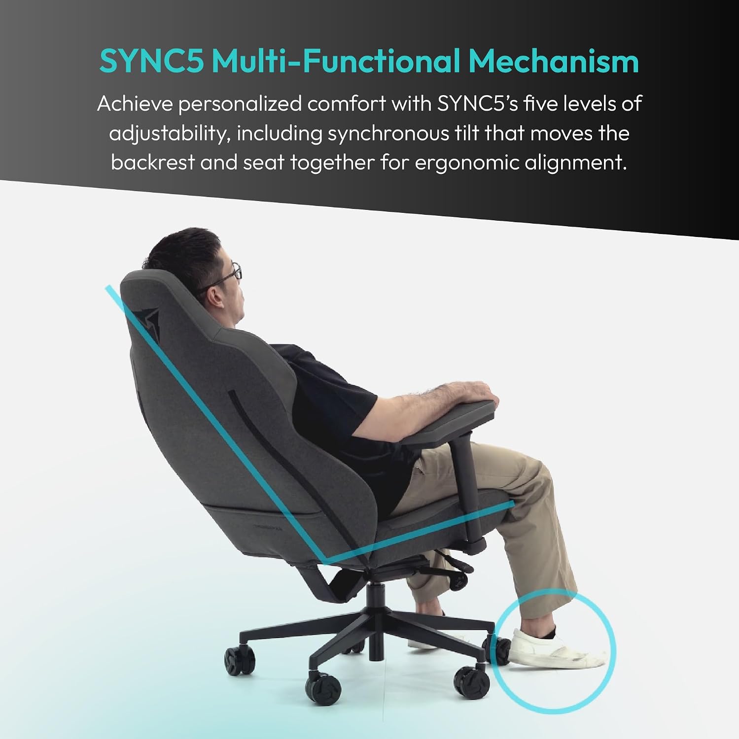 ThunderX3 CORE Smart Modern Gaming Chair Black – Ergonomic Office Chair, Automatic Lumbar Support, Synchronised Mechanism, 3D Armrests, Faux Leather, for Users up to 125kg, 155-190cm
