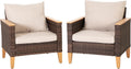 Sophia & William Outdoor Sectional Sofa 2 Piece Patio Wicker Furniture Set, Large Single Sofa Chairs, Deck Porch Furniture with 4' Thick Cushions(Beige)