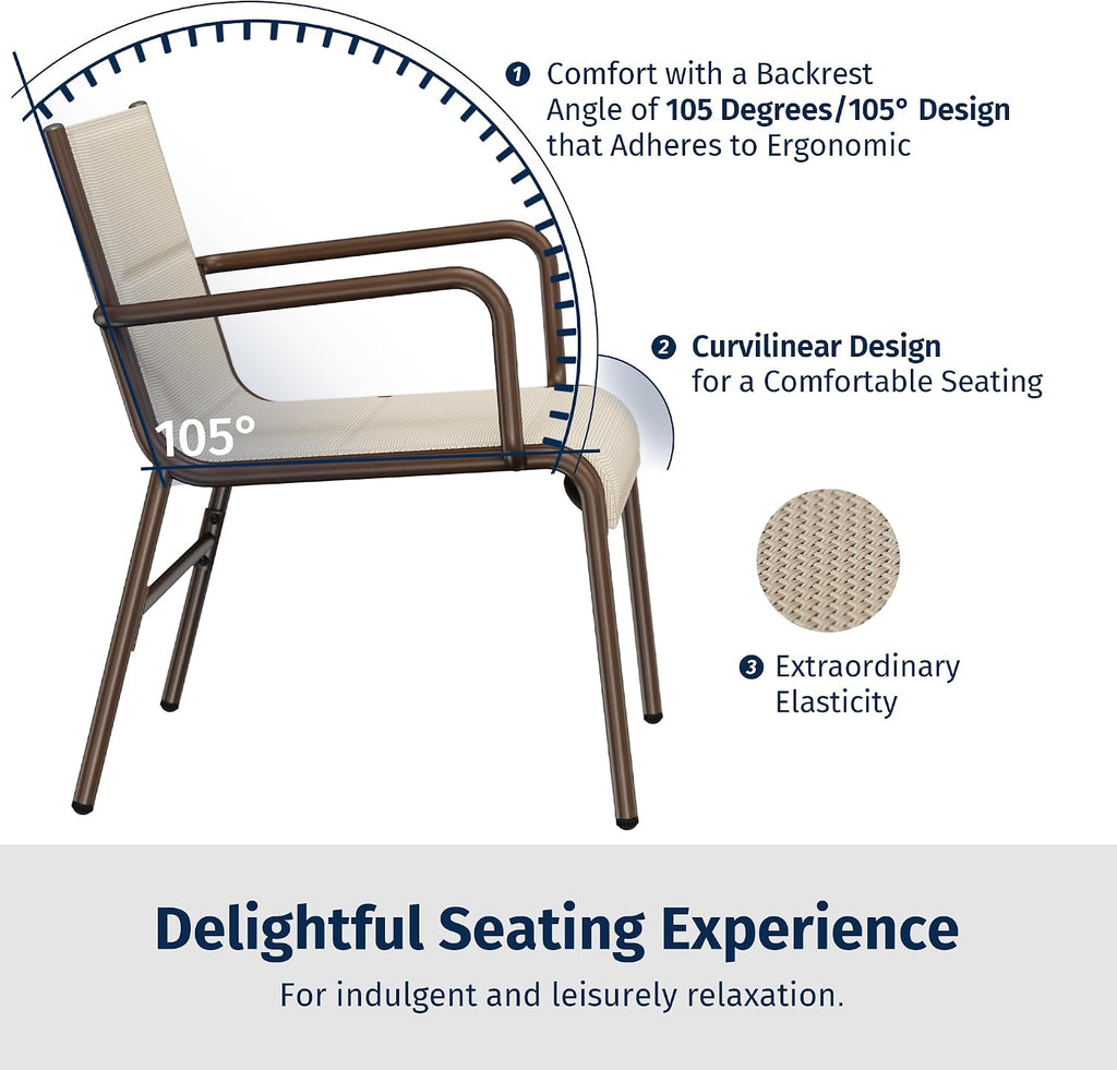 East Oak 4 Seats Outdoor Furniture Set, Waterproof Patio Furniture Set, Patio Loveseat with Coffee Table for Porch or Garden, 4-Piece Patio Conversation Sets for Balcony, Upgrade Beige